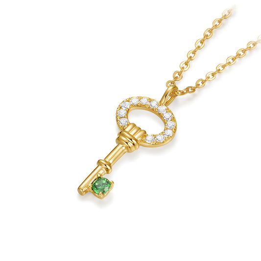 18K Pure Gold Key Clavicle Chain Necklace - Gypsophila Co.