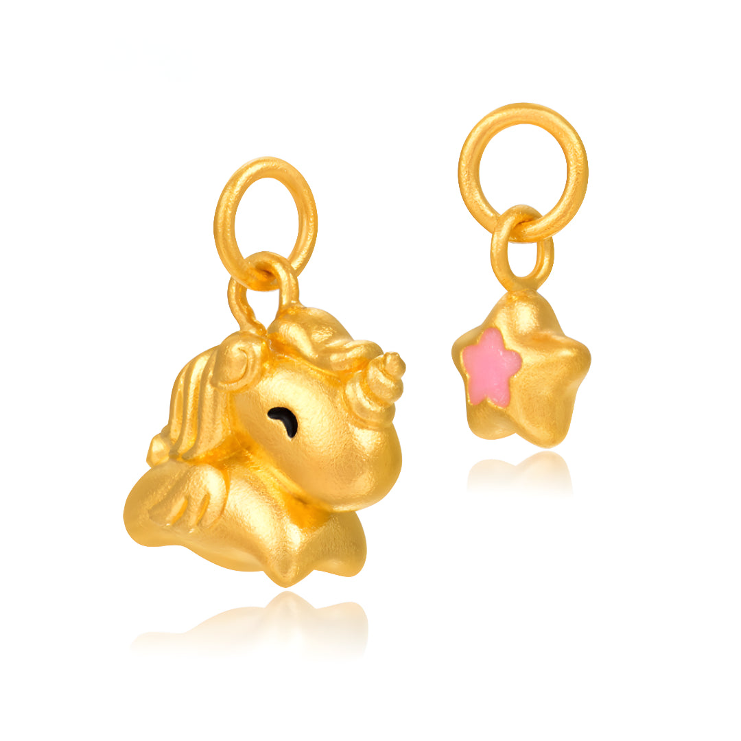 24K Gold Unicorn and Star Pendant Charm D.I.Y Great Gift - Gypsophila Co.