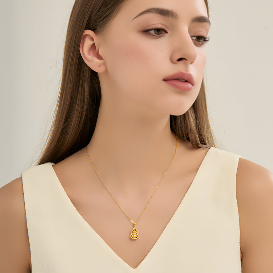 18K Gold Fortune Gourd Rotatable Auspicious Gold Pendant