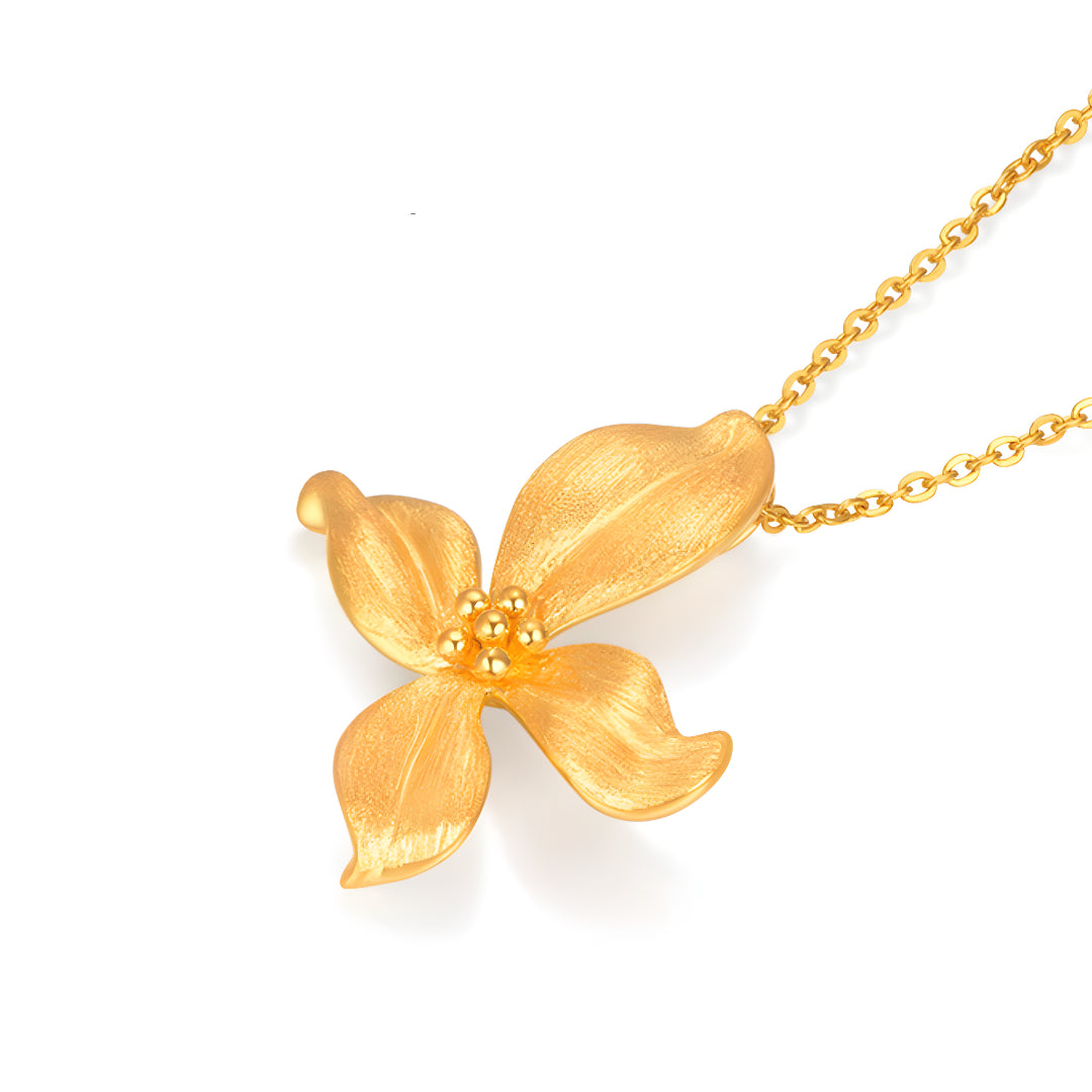 24k Pure Gold Orchid Flower Pendant