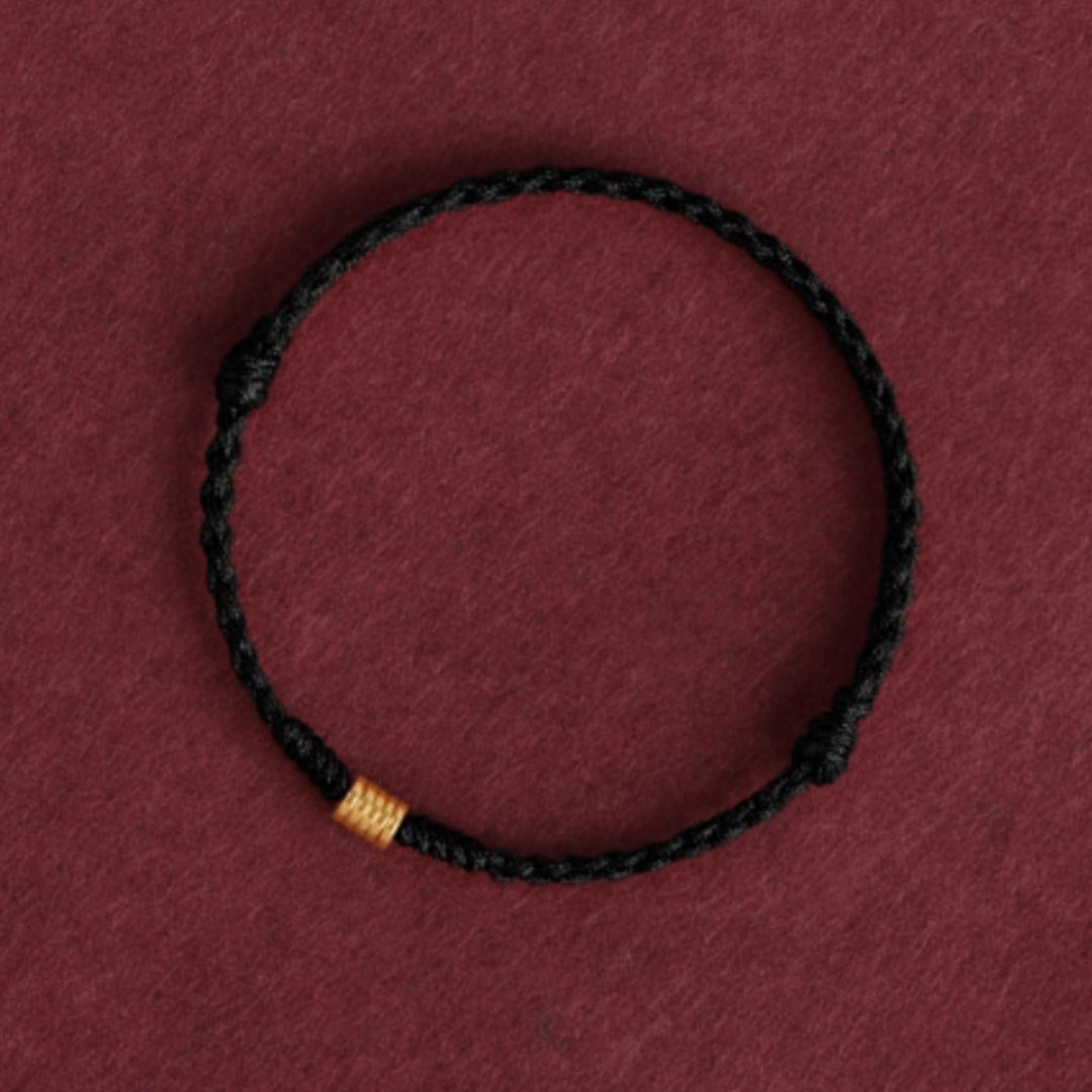 24k Solid Gold 999 Gold Round Circle beads Red Rope Braided Bracelet Men and Women Bracelet