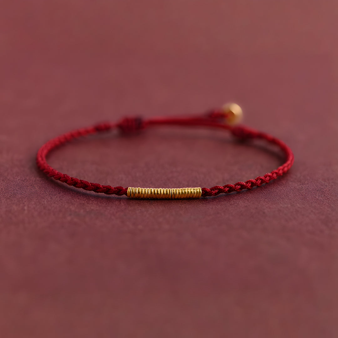 24k Mini 999 Gold Beads Red Rope Good Luck Bracelet for Men and Women Blessing Braided Bracelet
