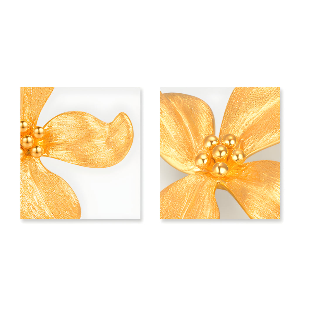 24k Pure Gold Orchid Flower Pendant