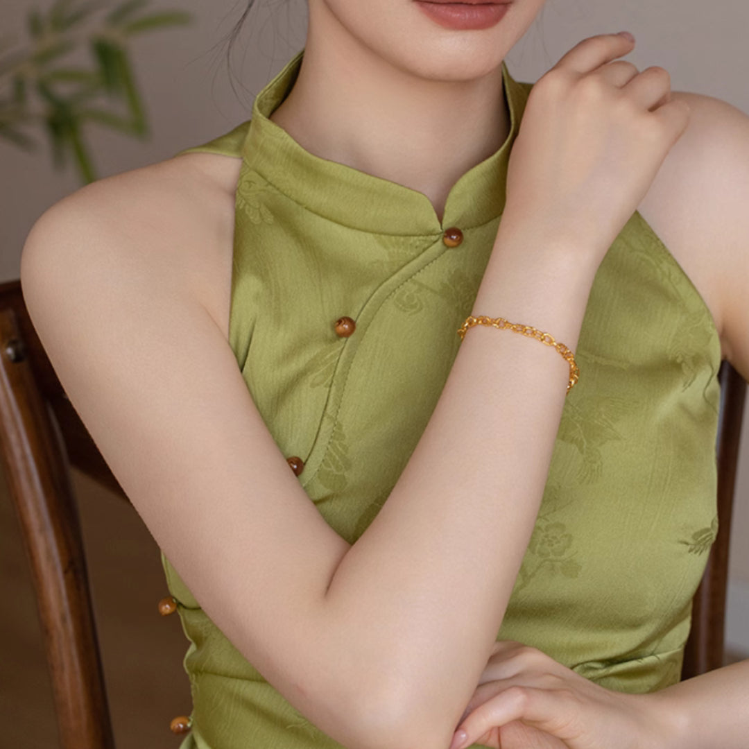 24K Real Gold Handmade Hammered Pattern Chain Link Bracelet