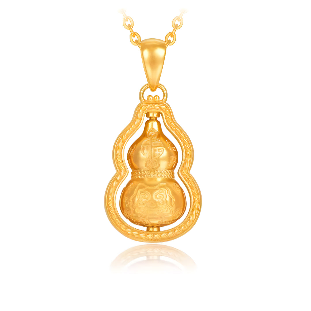 18K Gold Fortune Gourd Rotatable Auspicious Gold Pendant