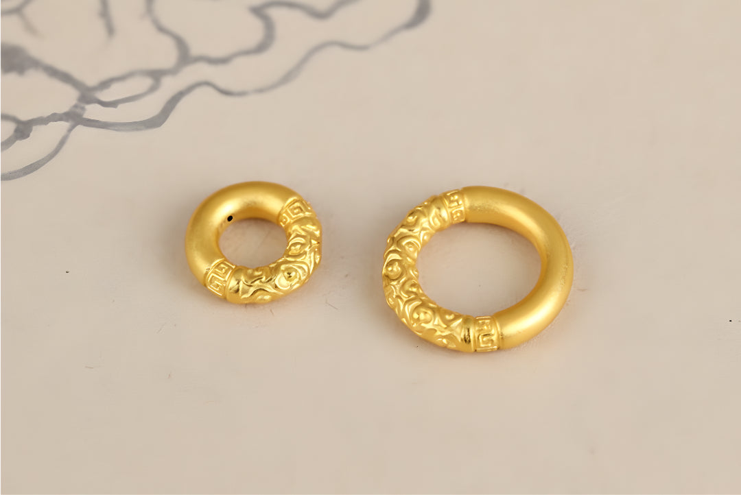 24k Real Gold 999 3D Hard Gold Cloud Ruyi Peace Buckle D.I.Y Charm Pendant