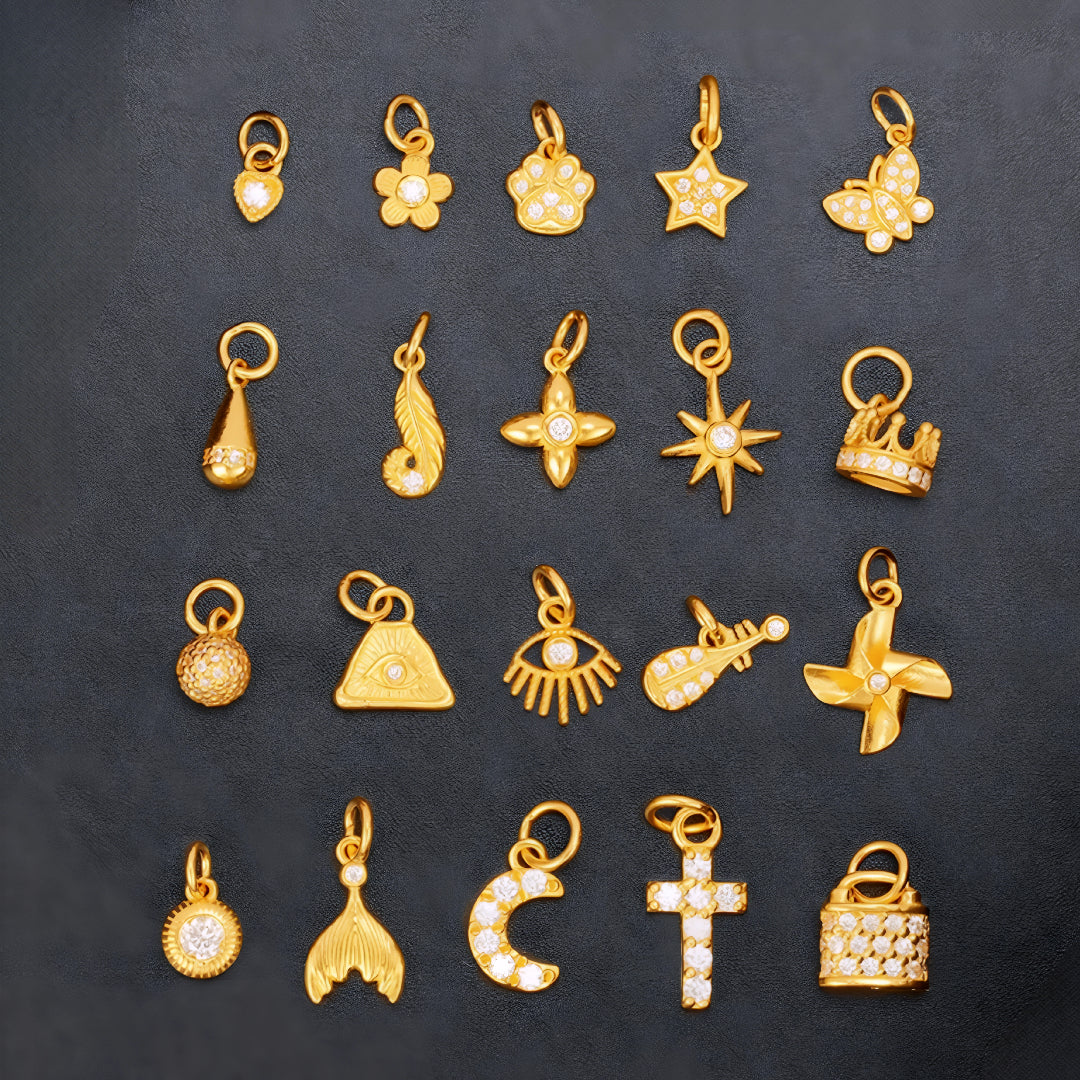 24k Pure 999 Gold Moissanite Star Moon Butterfly Gourd Small D.I.Y Charm