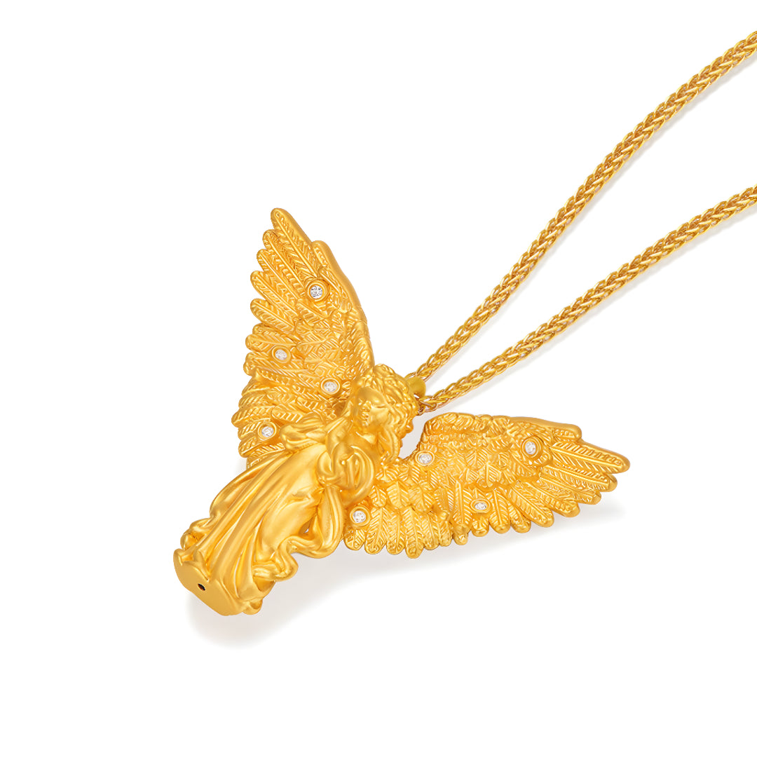 24K Real Gold Eternal Zircon Wing Angel Gold Pendant