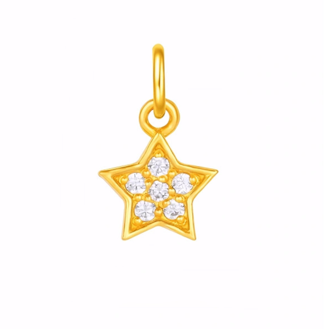 24k Pure 999 Gold Moissanite Star Moon Butterfly Gourd Small D.I.Y Charm
