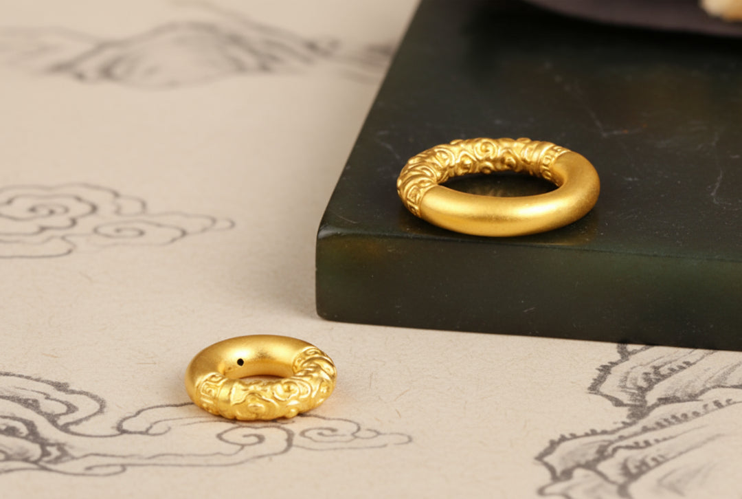 24k Real Gold 999 3D Hard Gold Cloud Ruyi Peace Buckle D.I.Y Charm Pendant