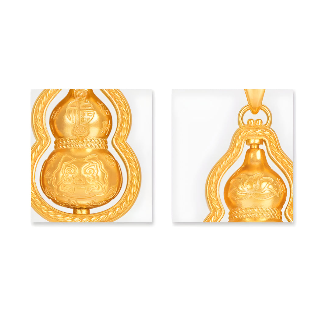 18K Gold Fortune Gourd Rotatable Auspicious Gold Pendant
