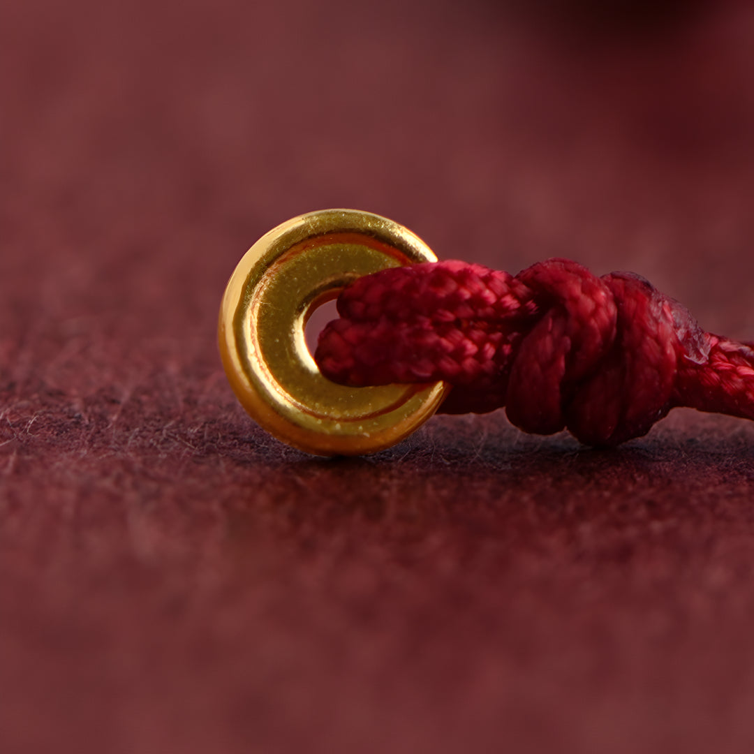 24k Mini 999 Gold Beads Red Rope Good Luck Bracelet for Men and Women Blessing Braided Bracelet