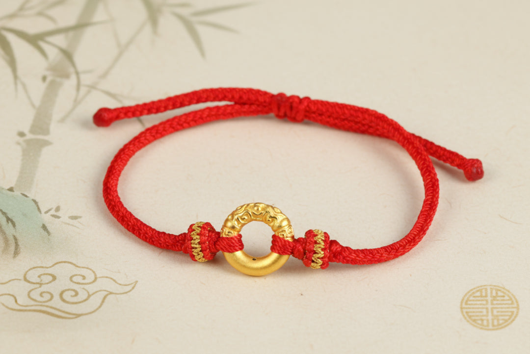 24k Real Gold 999 3D Hard Gold Cloud Ruyi Peace Buckle D.I.Y Charm Pendant