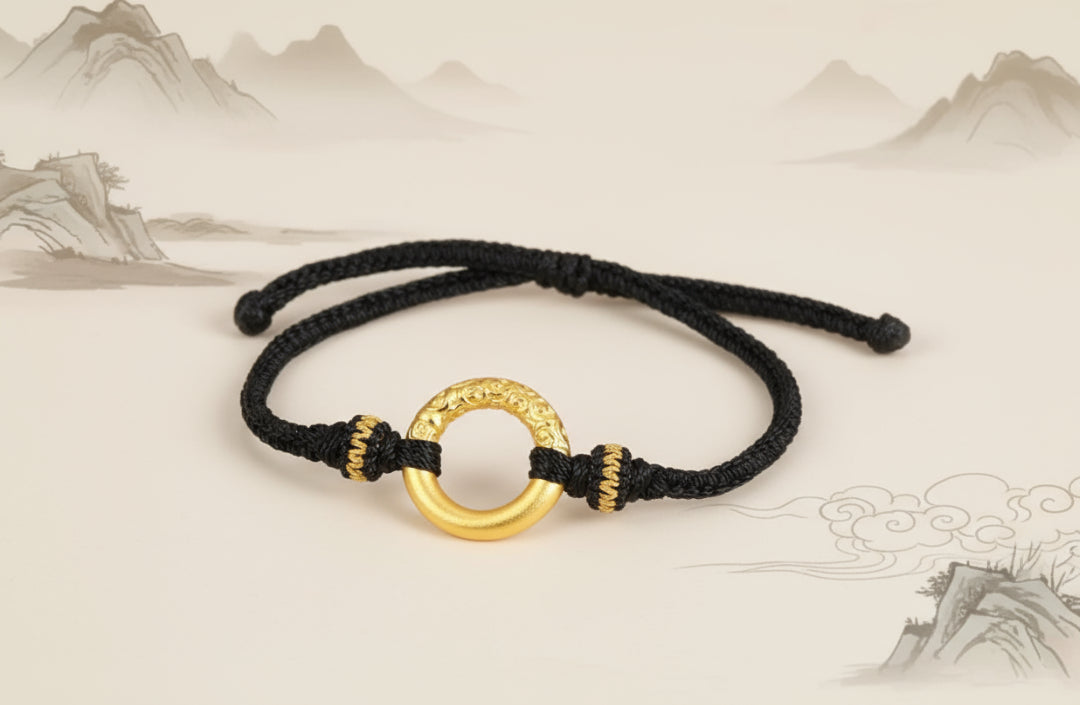 24k Real Gold 999 3D Hard Gold Cloud Ruyi Peace Buckle D.I.Y Charm Pendant