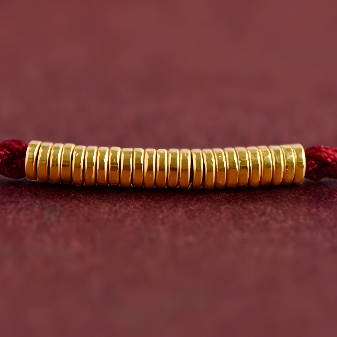 24k Mini 999 Gold Beads Red Rope Good Luck Bracelet for Men and Women Blessing Braided Bracelet