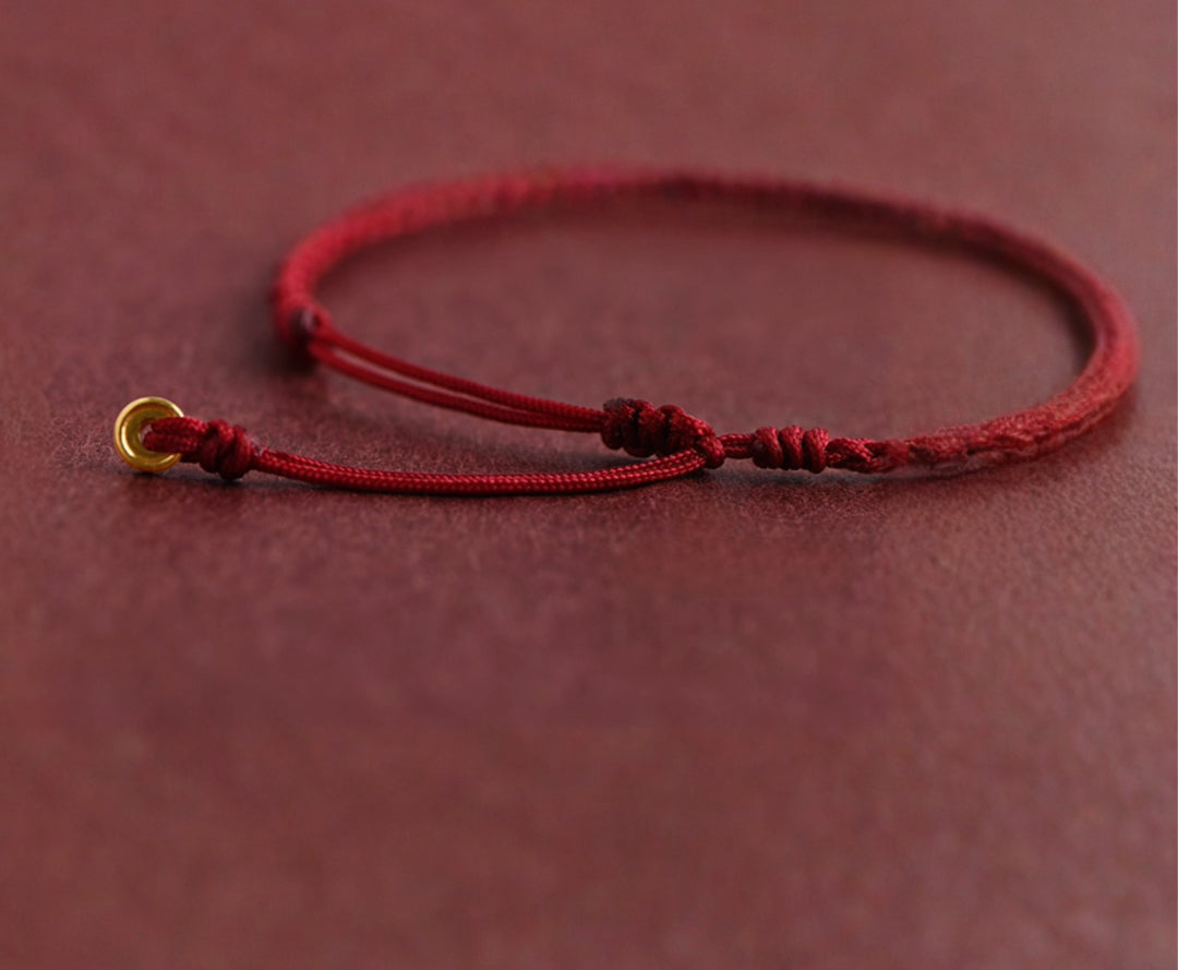 24k Mini 999 Gold Beads Red Rope Good Luck Bracelet for Men and Women Blessing Braided Bracelet
