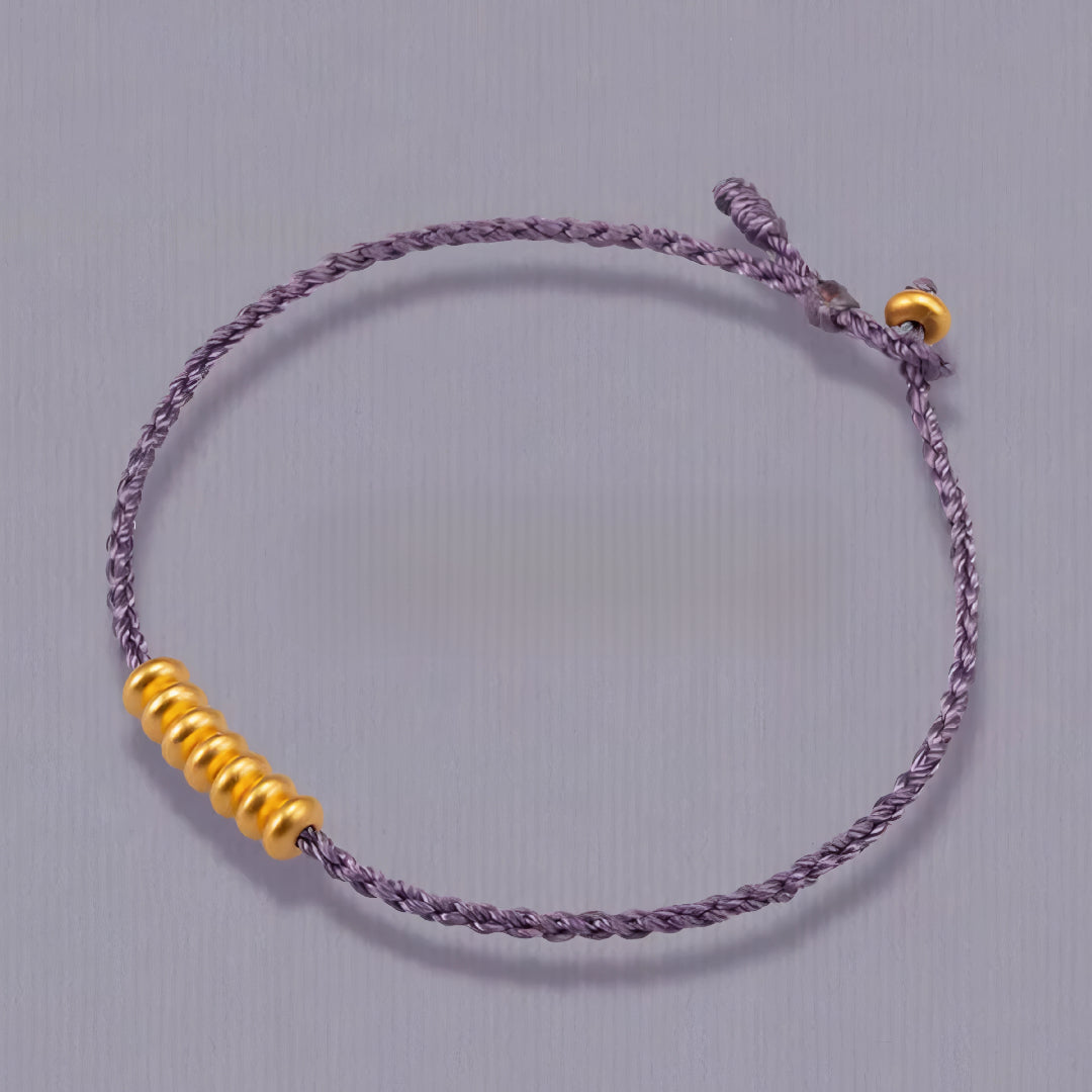 24k Pure 999 Gold Lucky Beads with Red Rope Bracelet