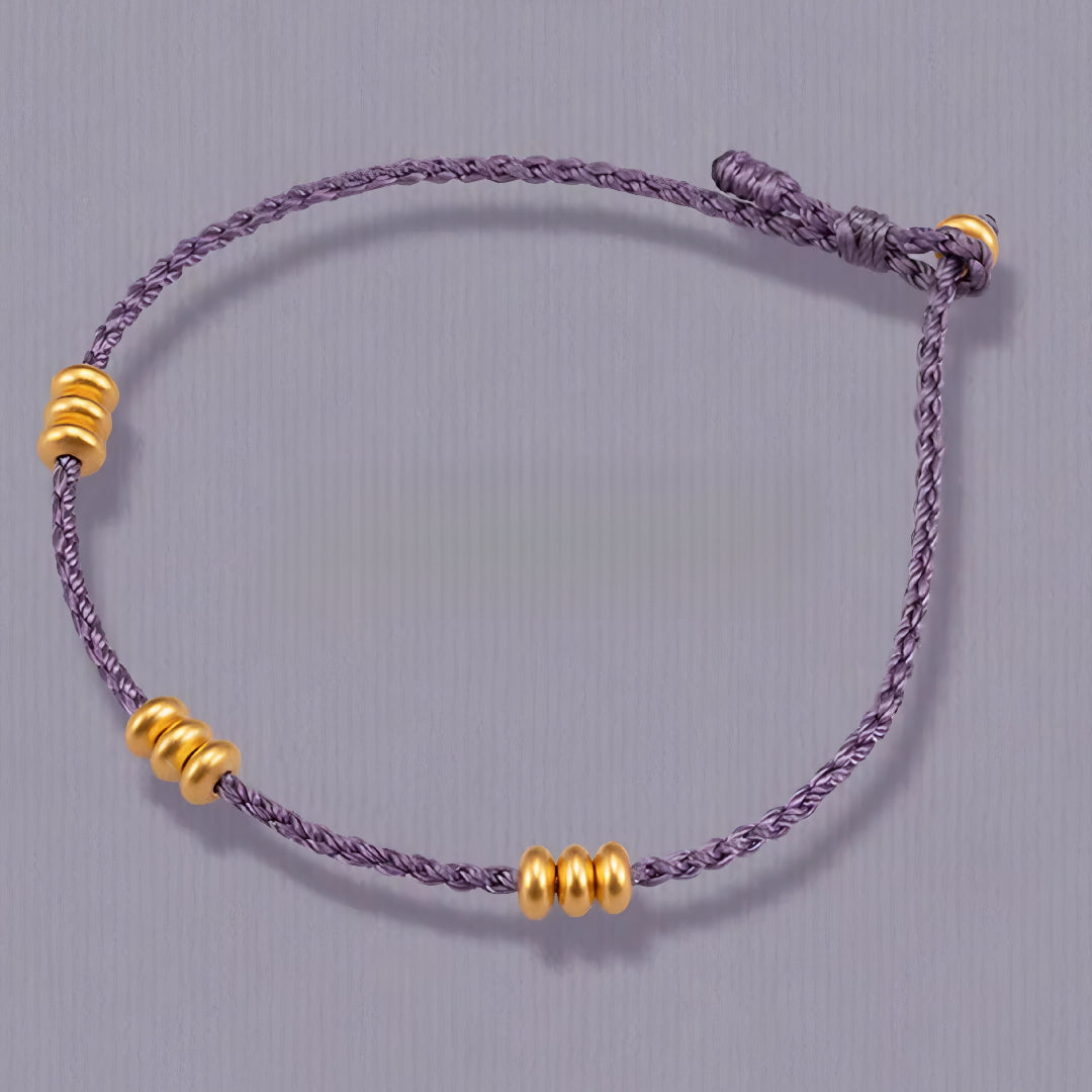 24k Pure 999 Gold Lucky Beads with Red Rope Bracelet