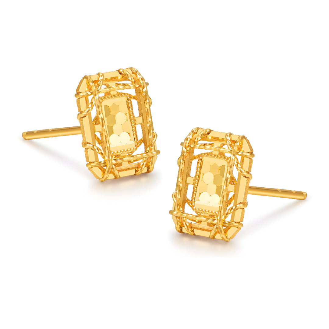24K 5G Gold Sparkling Geometric Stud Earrings - Gypsophila Co.