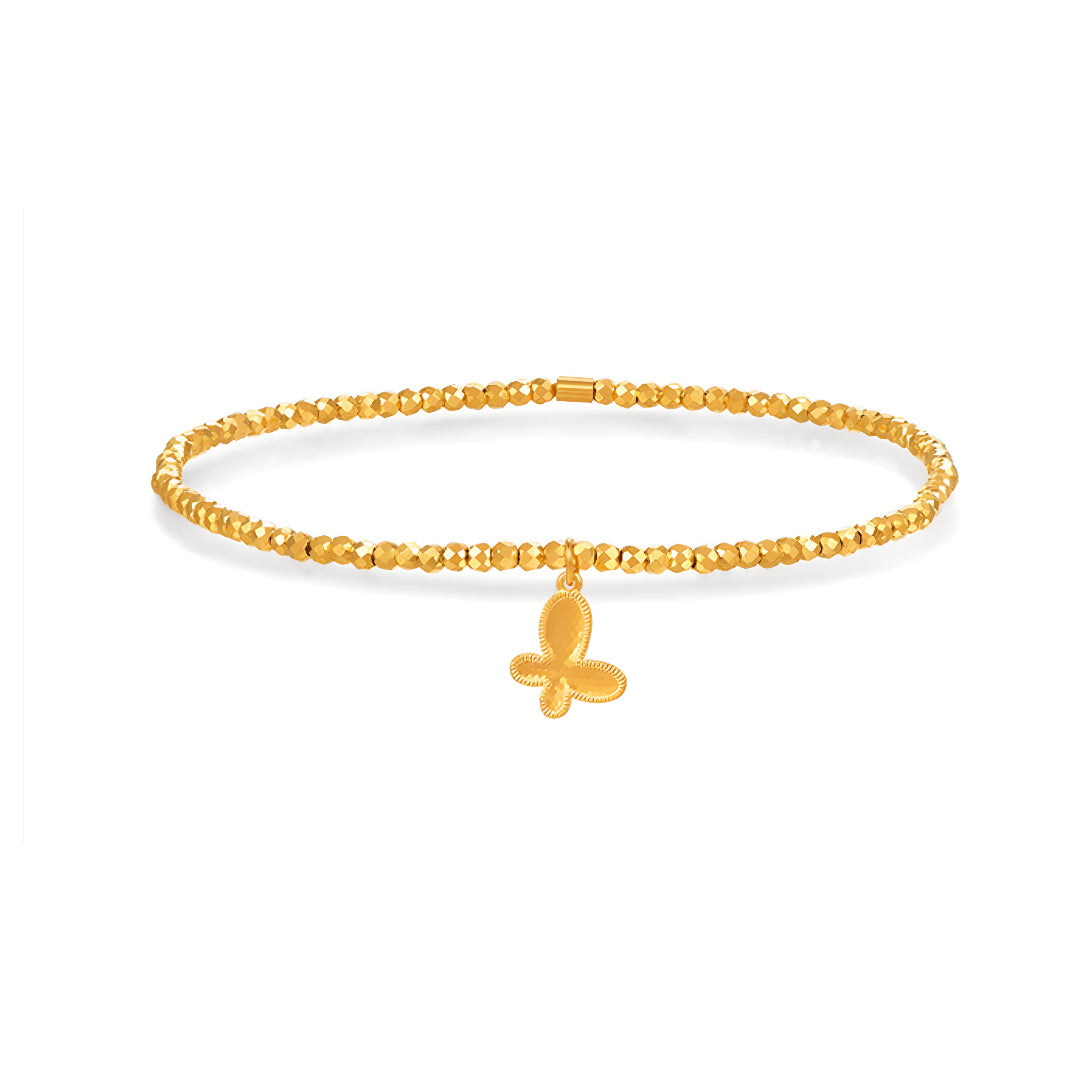 24K Real Gold Butterfly Charm Beads Bracelets