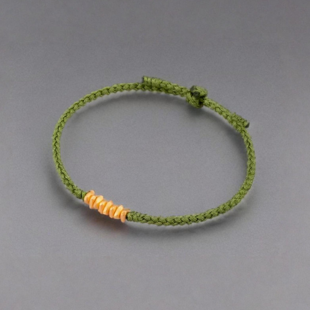 24k Pure 999 Gold Lucky Beads with Red Rope Bracelet