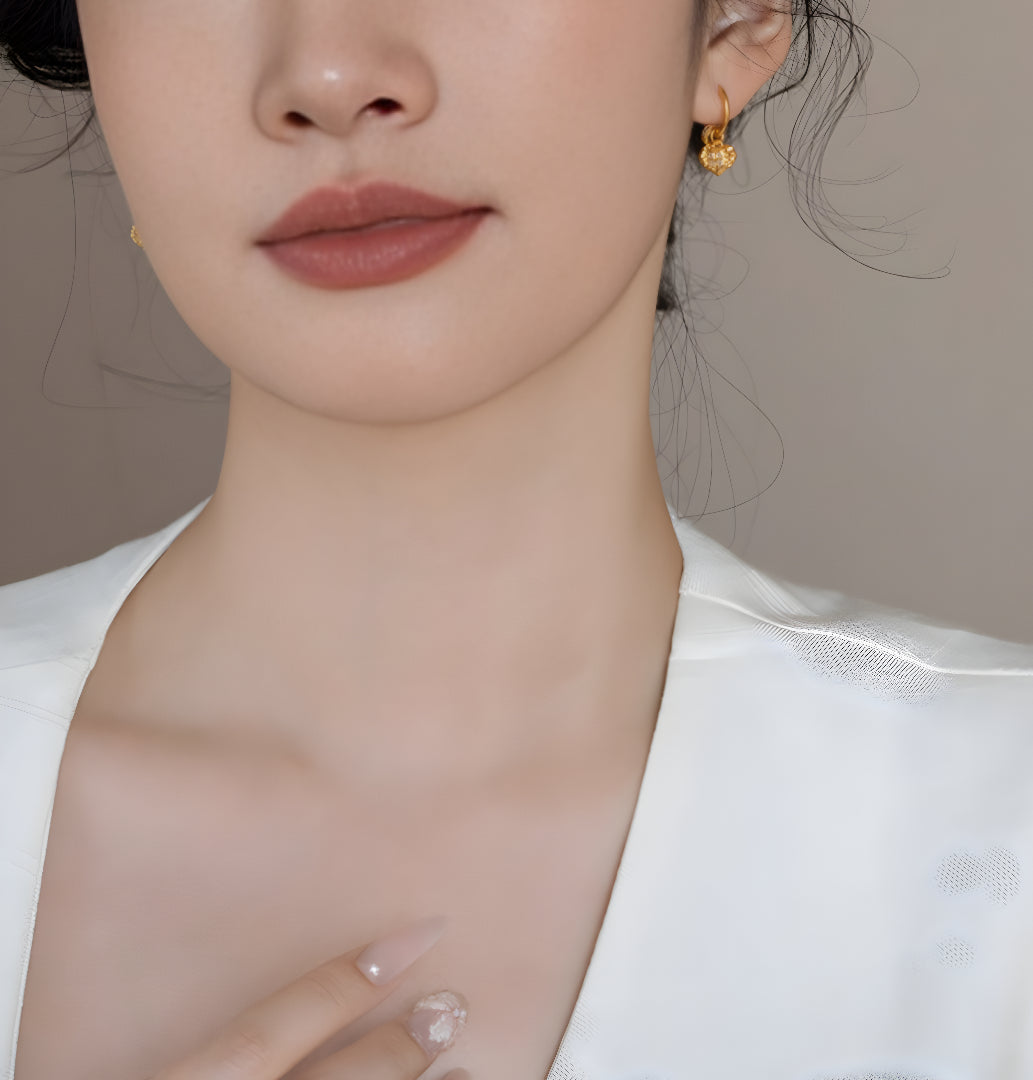 18K Gold Round Hoop Earrings - Gypsophila Co.