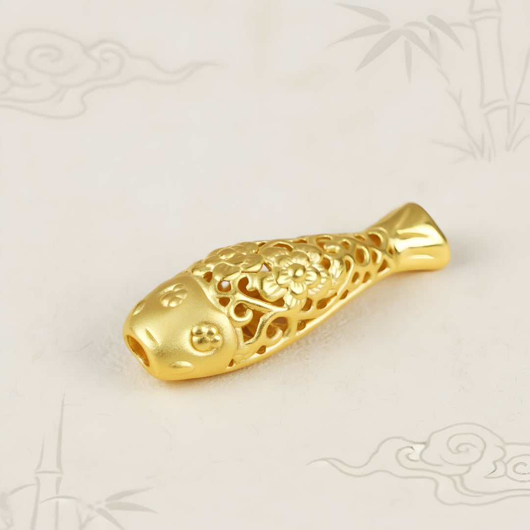 24K 999 Real Gold Pure Gold Koi Fish Good Luck and Fortune D.I.Y Charm Pendant