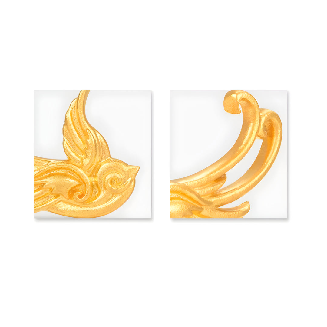24K Pure Gold Swallow Bird Stud Earrings