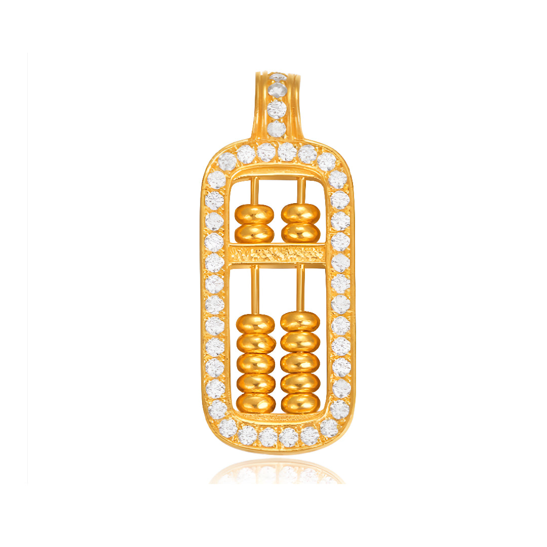 24K Real Gold Round Zircon Sunflower Pendant and Abacus Beads Pendant - Gypsophila Co.
