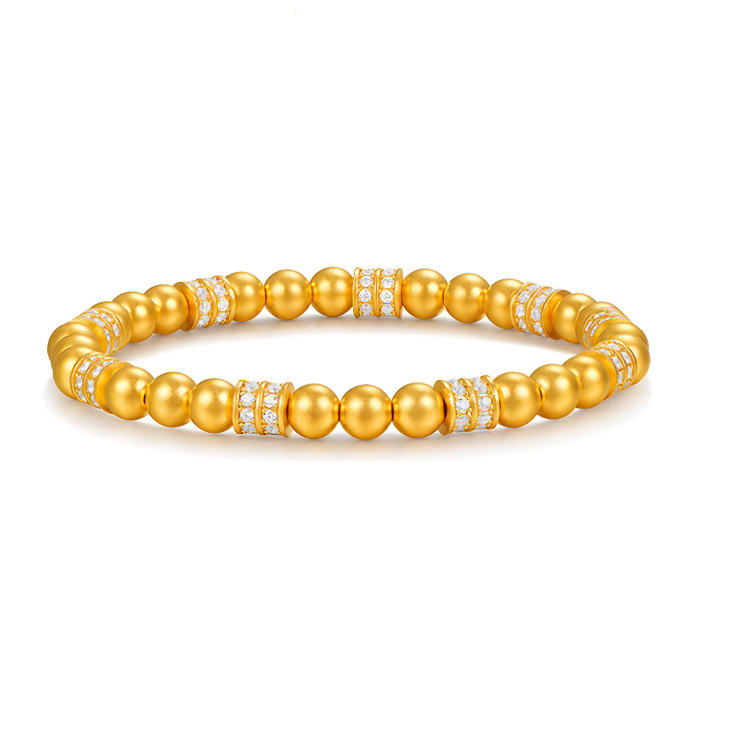 24k Pure Gold Beads Crystal Charm Bracelet - Gypsophila Co.