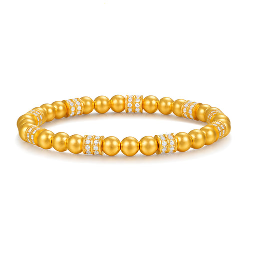 24k Pure Gold Beads Crystal Charm Bracelet - Gypsophila Co.