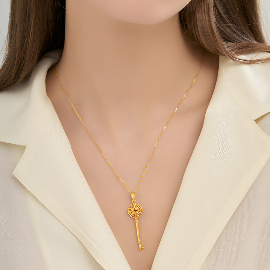 24K Real Gold Chopin Sweater chain Necklace Pull-out Adjustable Length