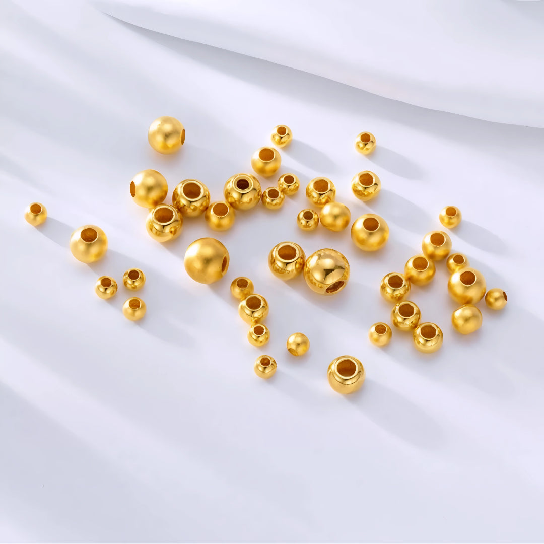 24k Pure 999 Gold D.I.Y Loose Small Round beads Spacer Glossy or Matte Accessories For Jewelry Making Craft