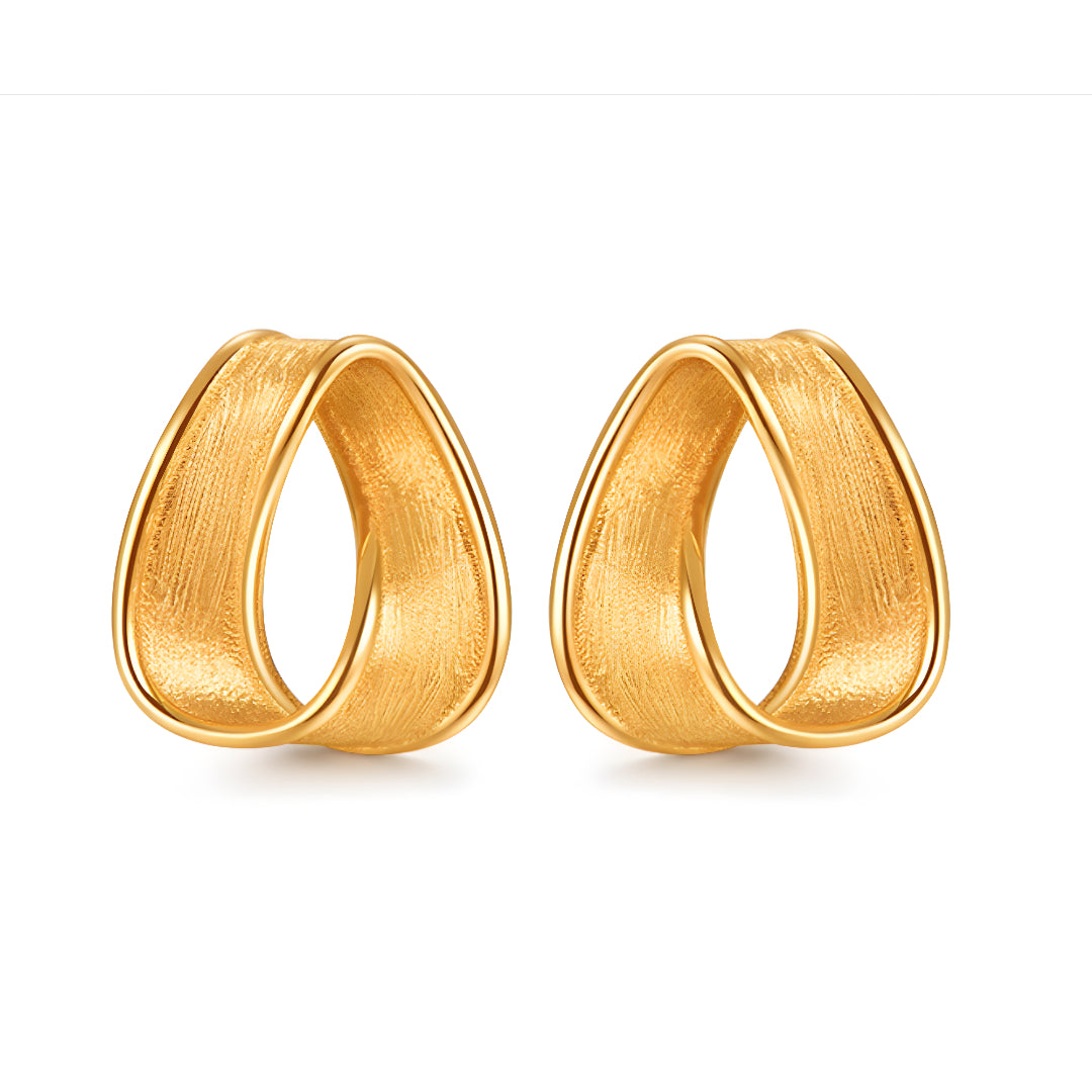 18K Pure Gold Luxury Minimalist style Twist Stud Earrings - Gypsophila Co.
