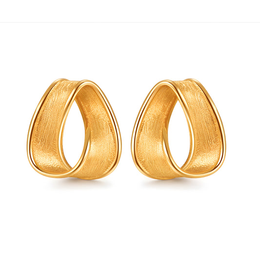 18K Pure Gold Luxury Minimalist style Twist Stud Earrings - Gypsophila Co.