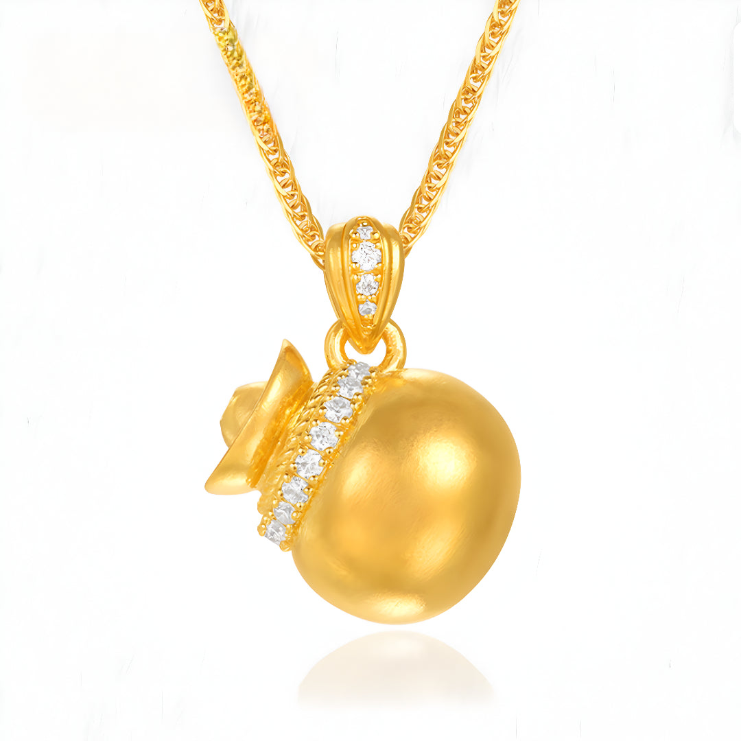 24K Pure Gold Lucky Wealth Money Bag Pendant - Gypsophila Co.