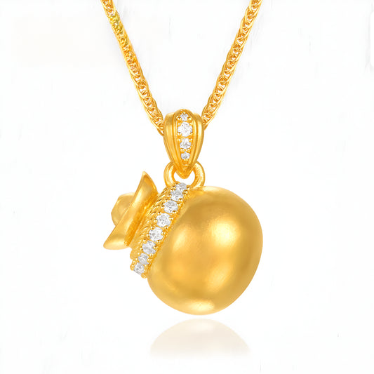 24K Pure Gold Lucky Wealth Money Bag Pendant - Gypsophila Co.