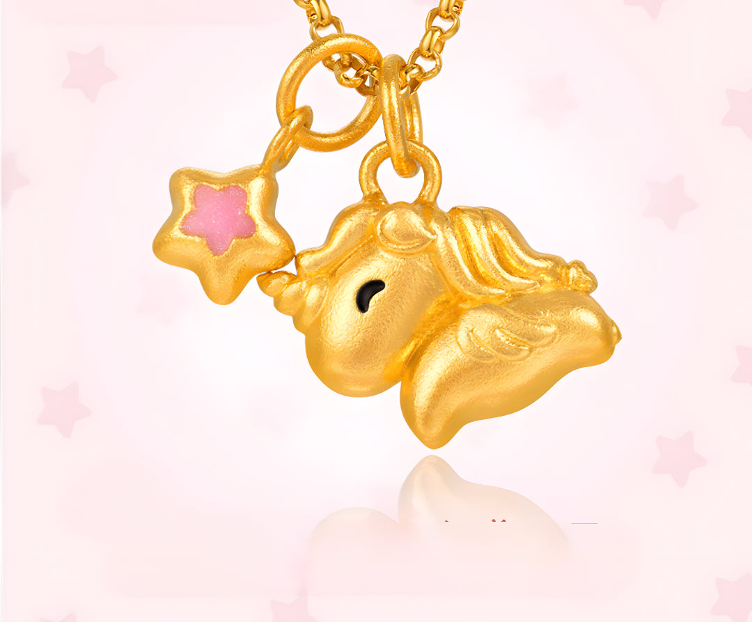 24K Gold Unicorn and Star Pendant Charm D.I.Y Great Gift - Gypsophila Co.