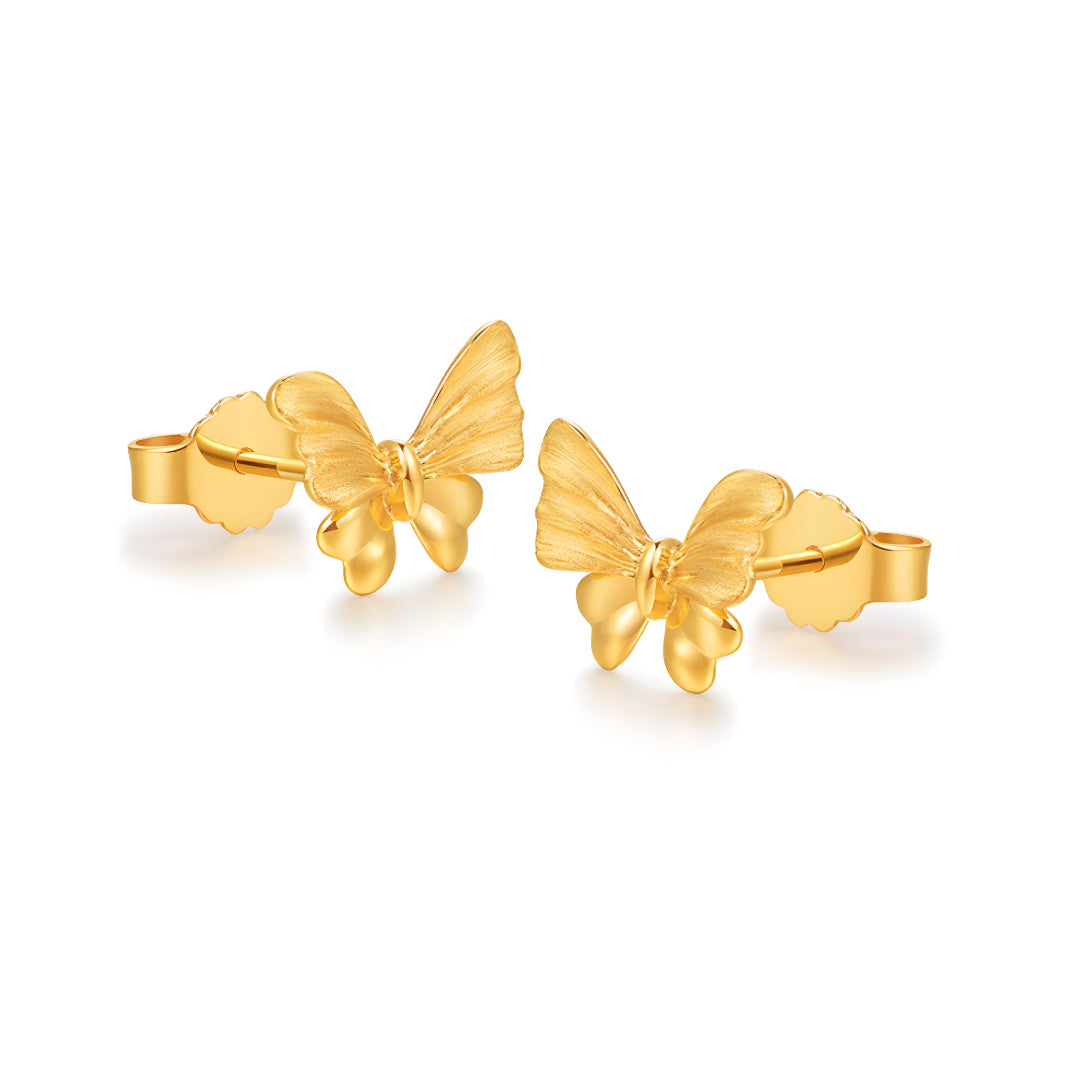 18K Real Gold Butterfly Trendy Stud Earrings