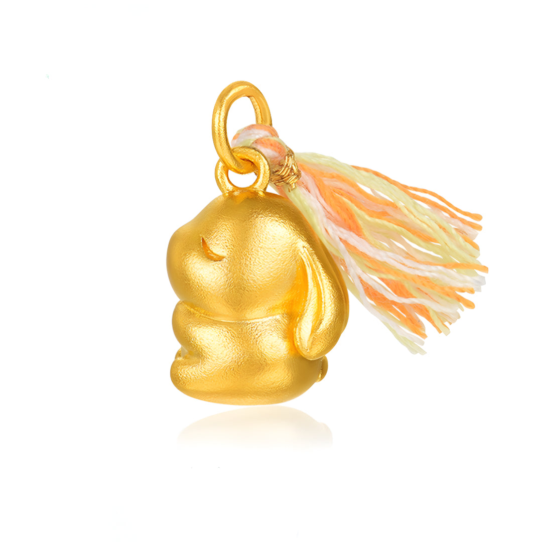 24K Pure Gold Blessing Wishing Rabbit Bunny Pendant - Gypsophila Co.