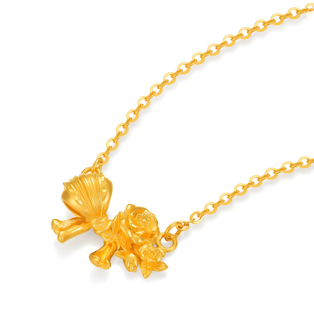 24K Pure Gold Butterfly Bow Tie Pendant Lovely Gift Necklace - Gypsophila Co.