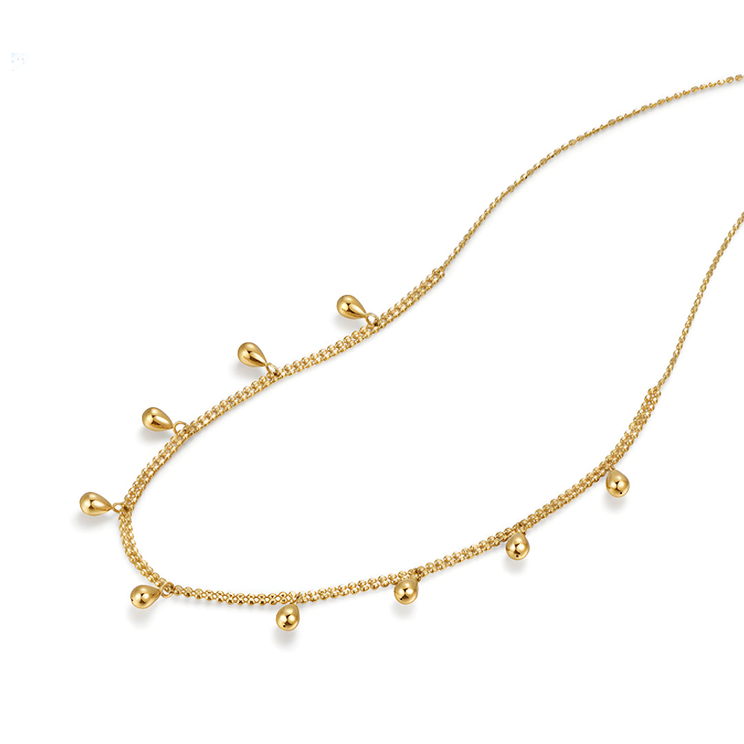 Gilded water drop 18K gold necklace natural light luxury retro clavicle chain - Gypsophila Co.