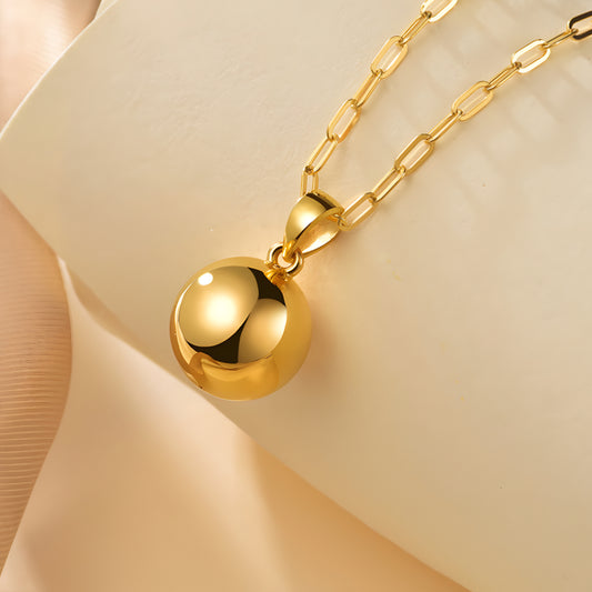 24K Real Gold 5D Hard Gold Ball Minimal Minimalist Pendant