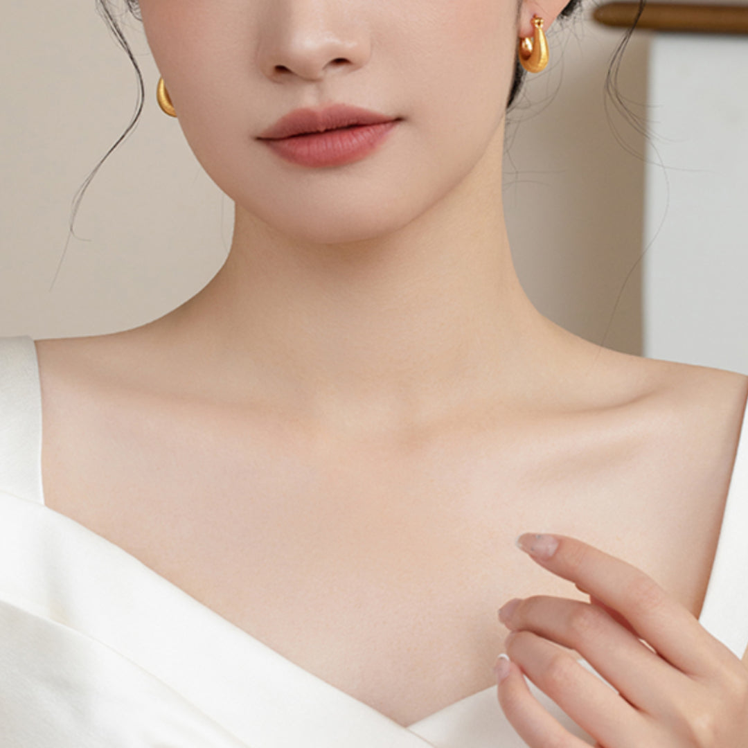 24K Real Gold 5D Gold Hoop Earrings