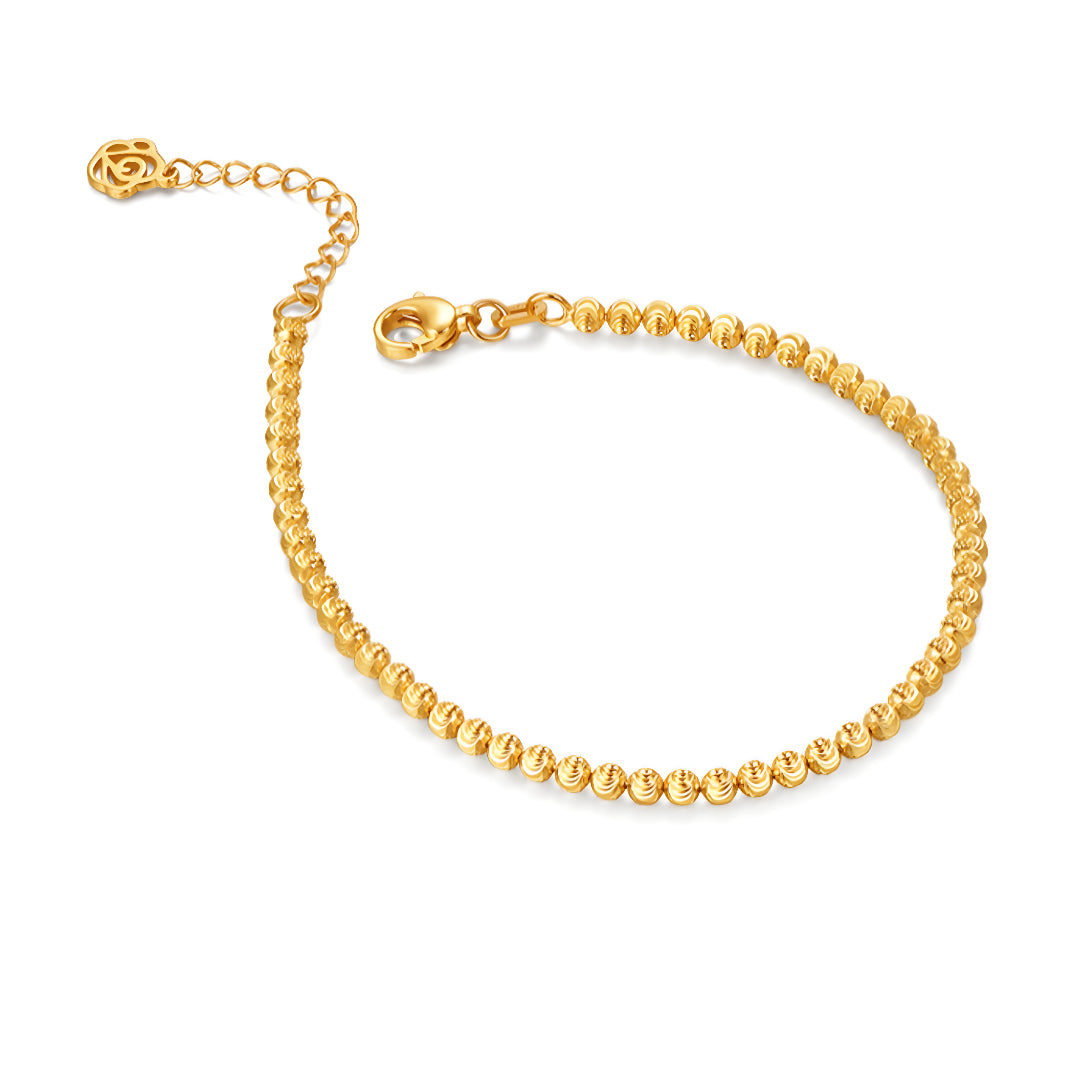 18k Real Gold Cat Eye Shinning Beads Bracelet