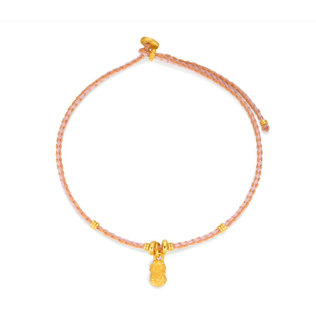 24k Pixiu Charm Bring Luck and Wealth Rope Braided Bracelet - Gypsophila Co.