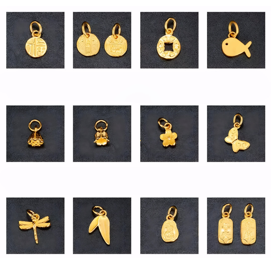 24k Pure 999 Gold Dainty Lucky Blessing Butterfly D.I.Y Charm