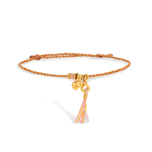 24K Gold Charm Gourd bring Luck Braided Adjustable Bracelet - Gypsophila Co.