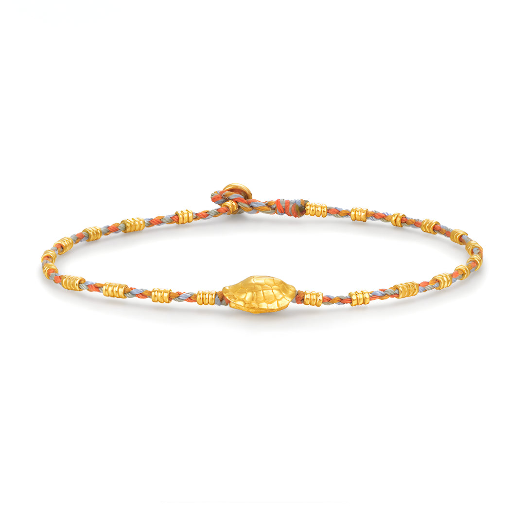 24k pure gold Turtle's shell Lucky Wealth Charm with Braided Rope Bracelet - Gypsophila Co.
