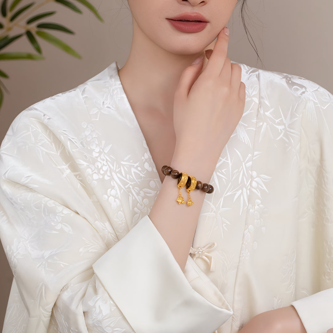 24k Pure Gold Orchid Pomegranate Pattern Spacer Pendant Charm - Gypsophila Co.